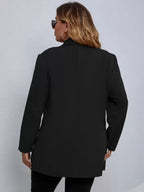 Plus Size Black Button Through Blazer Office Ready Elegance