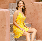Javier Polka Dot Ruffle Tie Dress Orange FINAL