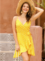 Javier Polka Dot Ruffle Tie Dress Orange FINAL
