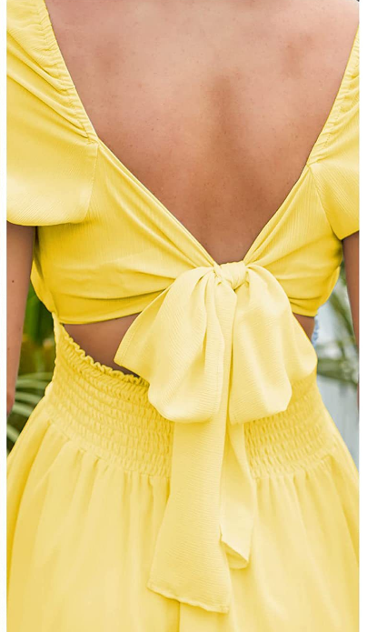 Leroy Linen Blend Puff Sleeve Babydoll Dress Yellow