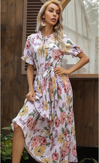 Maybelle Printed Pleated Midi Dress