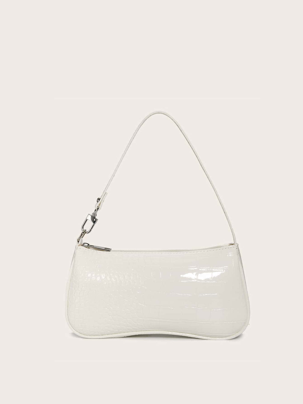 Crocodile Embossed Baguette Bag
