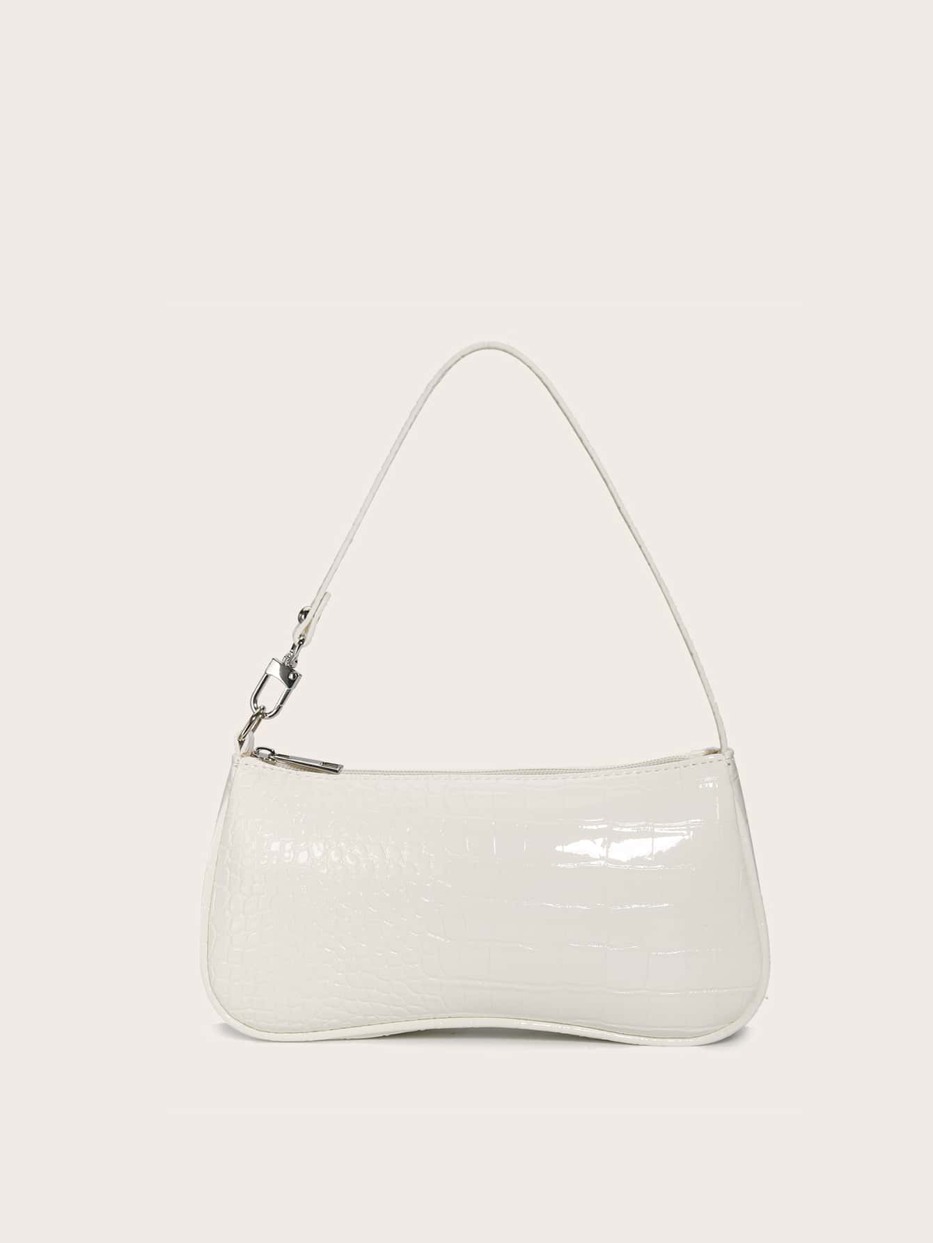 Crocodile Embossed Baguette Bag