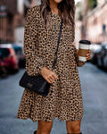 Flavia Chic Long Sleeve Loose Leopard Print Dress Boutique Collection