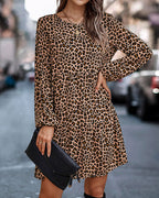 Flavia Chic Long Sleeve Loose Leopard Print Dress Boutique Collection
