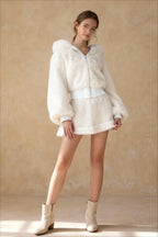 High Quality Furry Cropped Fluffy Hooded Winter Fur Coats