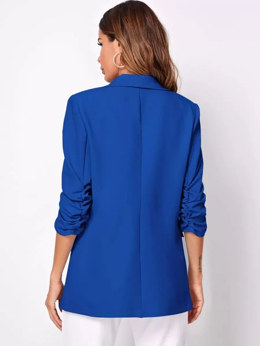 Shawl Collar Blazer Three Quarter Sleeve Unlined Chic