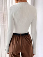 Ribbed Mock Neck Sweater For Fall And Winter Comfort Daily