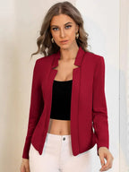Knit Blazer Open Front Versatile Office Wear Chic Elegance