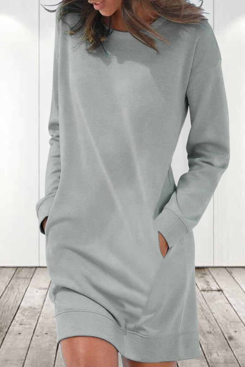 Eustacia Solid Color Long Sleeve Dress for Women Flattering Modern Fit