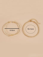 Knot Detail Twist Bracelet Set Silver Tone Daily Wear