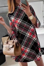 Esther Street Check Straight Premium Dress for Modern Casual Wear