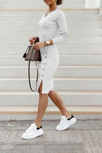 Felicidad Street Solid Buckle Modern Dress with Premium Casual Styling