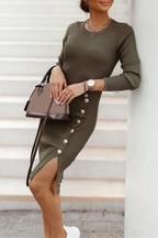 Felicidad Street Solid Buckle Modern Dress with Premium Casual Styling