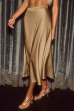 Satin High Waist A-Line Bodycon Skirt