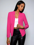 Knit Blazer Open Front Versatile Office Wear Chic Elegance