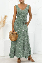 Fashion Casual Leopard Patchwork V Neck A Line Dresses(3 colors)