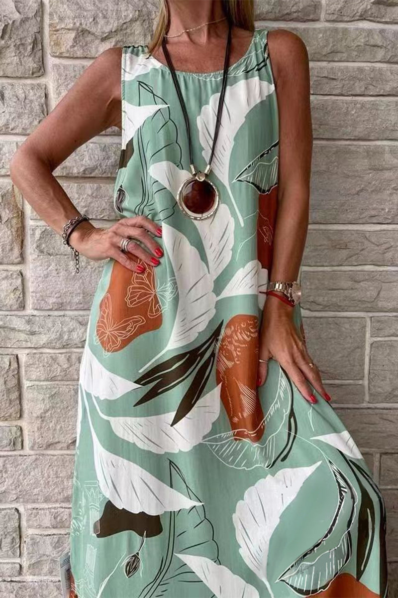 Filomena Minimalist Loose Sleeveless Printed Casual Dress Everyday Luxe Edit