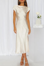 Brenda Timeless Solid Color Backless Princess Dresses with Asymmetrical Collar of Celebrities Chic Silhouette Collection