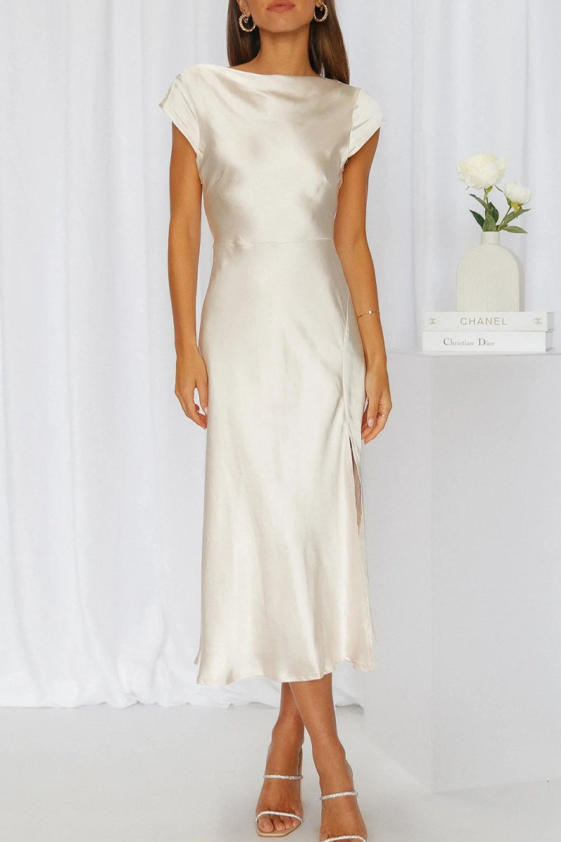 Brenda Timeless Solid Color Backless Princess Dresses with Asymmetrical Collar of Celebrities Chic Silhouette Collection