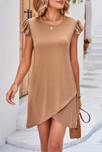 Arianna Effortless Casual Short Sleeve Ruffle Mini Dress Boutique Collection