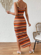 Geo Print Split Thigh Cami Dress