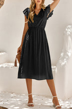 Antonella Statement V Neck Midi Dress Occasion Edit