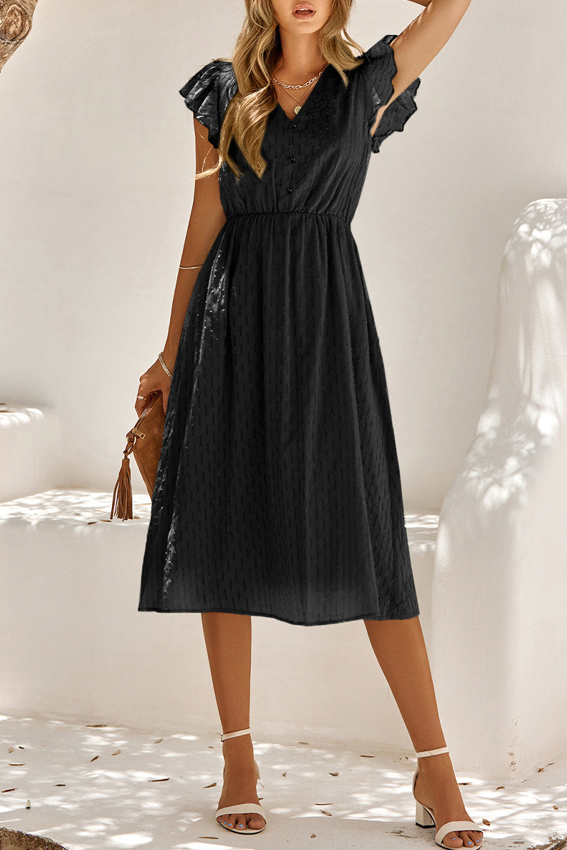 Antonella Statement V Neck Midi Dress Occasion Edit