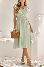 Antonella Statement V Neck Midi Dress Occasion Edit