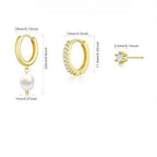 3-Piece Gold Tone Baroque Pearl Earring Set