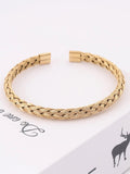 Yellow Gold Braided Stainless Steel Cuff Bracelet Gleam