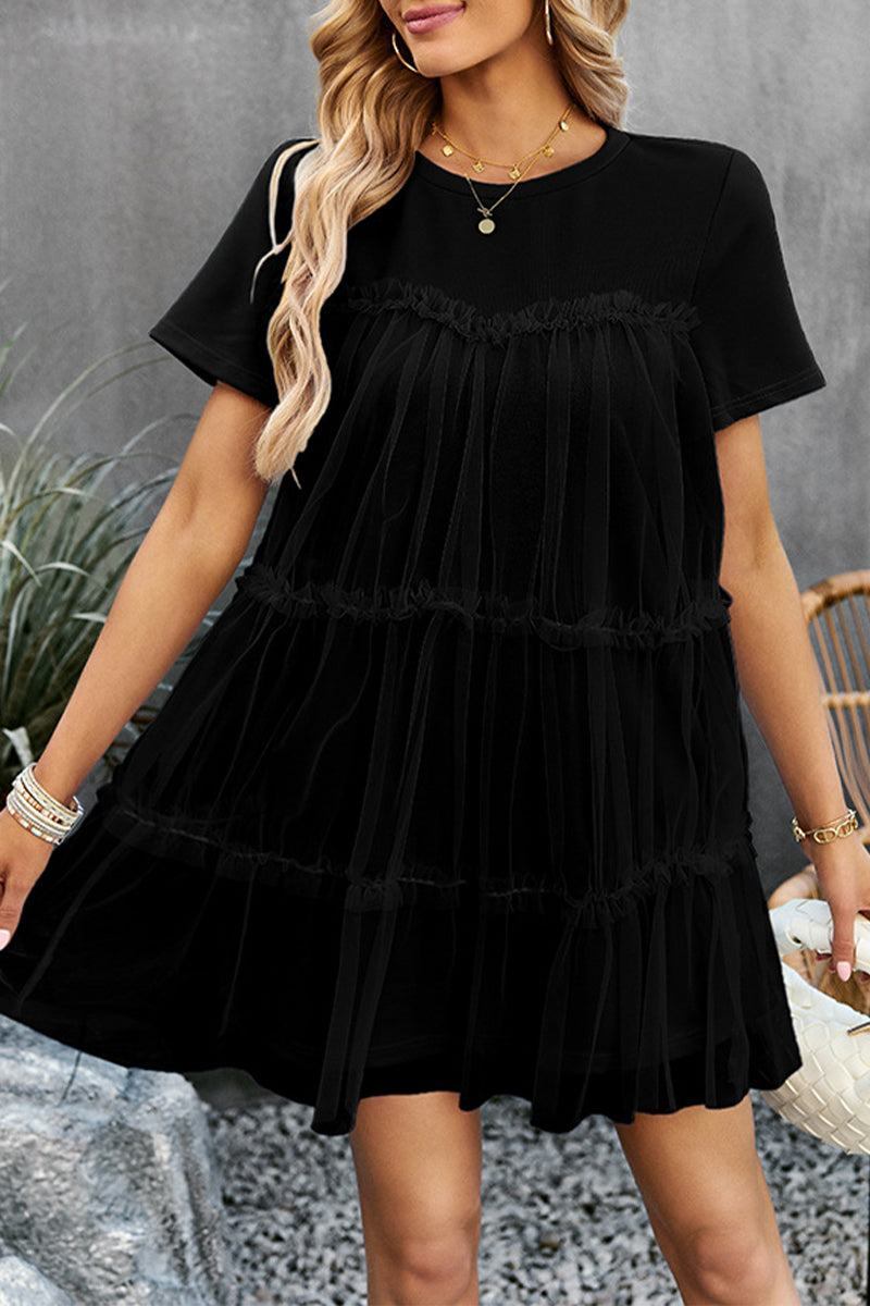 Adria Premium Short Sleeved Casual Mini Dress Wardrobe Essential
