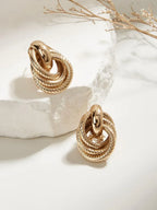 Geometric Gold Twist Clip On Earrings Two Layer Shine