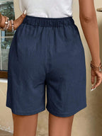 Tie Waist Wide Leg Shorts Elastic Waist Knot Detail Breathable Casual Comfort Everyday