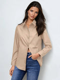 Cotton Button Front Shirt With Classic Collar Regular Fit