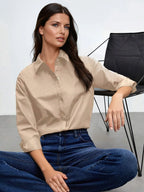 Cotton Button Front Shirt With Classic Collar Regular Fit