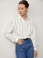 Lapel Button Front Shirt With Pocket Details For Office