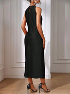 Satin Maxi Dress Sleeveless Split Thigh Wedding