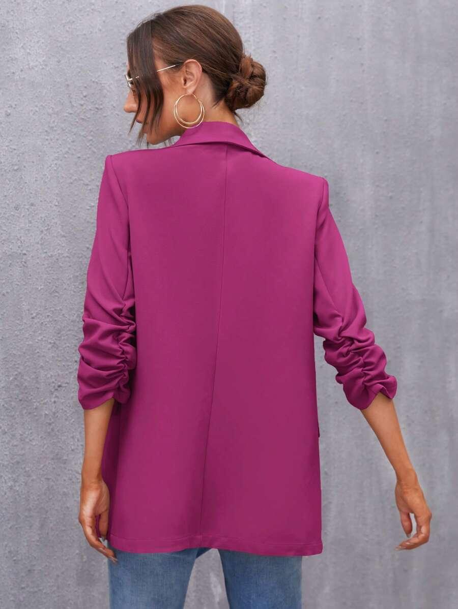 Elegant Blazer With Ruffle Sleeves And Shawl Collar