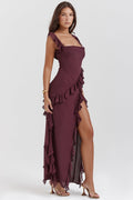 Pamela Effortless Long Dress with Ruffles Designer Edit