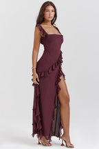 Carmen Timeless Long Dress with Ruffles Designer Edit