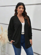 Plus Size Open Front Cardigan Cozy Knit For Fall Everyday