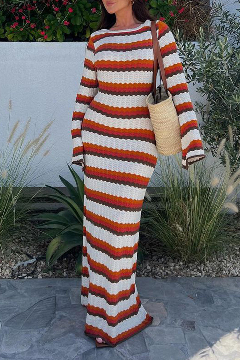 Contemporary Lucrecia Casual Striped Long Dress for Modern Fashion Wear