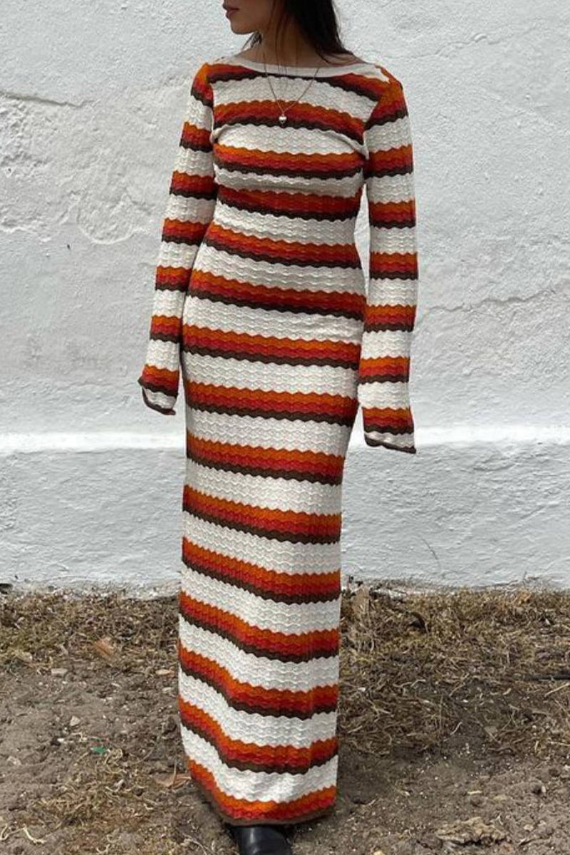 Contemporary Lucrecia Casual Striped Long Dress for Modern Fashion Wear