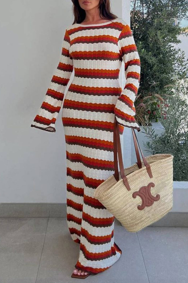 Contemporary Lucrecia Casual Striped Long Dress for Modern Fashion Wear