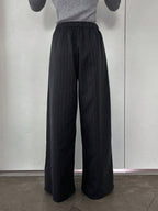 Minimalist Wide Leg Pants For Women Casual Solid Color Long Loose Mid Waist Trousers