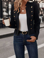 Double Breasted Short Jacket With Stand Collar Comfort