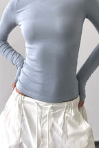 Vintage Solid Crew Neck Slim Long Sleeve Base Layer