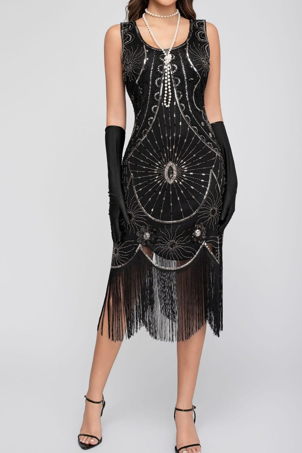 Sequin Beaded Tassel Tank Boho Dress