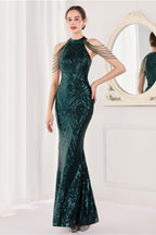 Sequin Halter Mermaid Maxi Party Dress